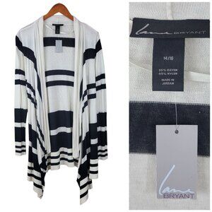 NEW Lane Bryant Light Weight Plus 14/16 Cardigan Sweater Open Front Drape Stripe
